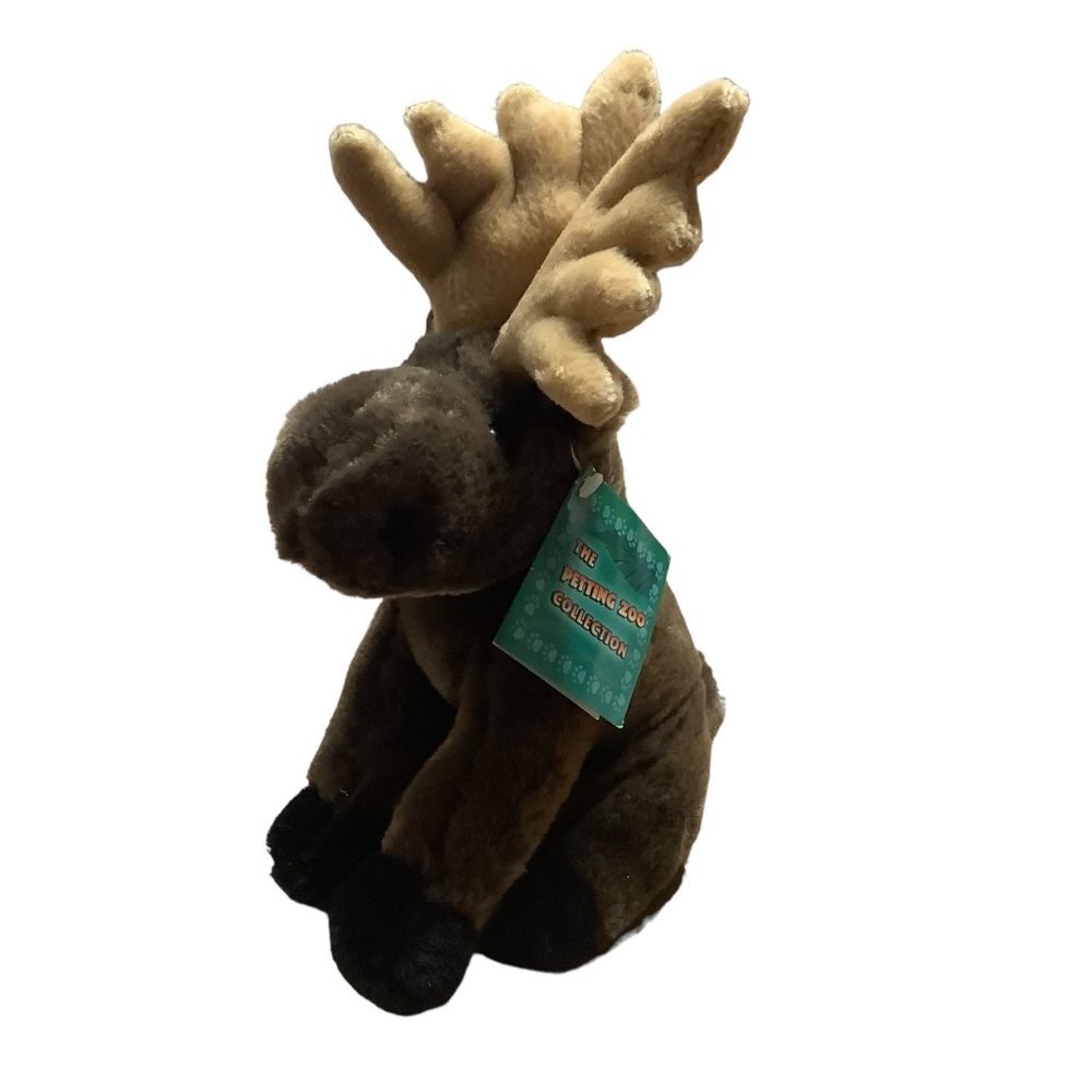 The Petting Zoo Moose Elk Deer Plush Stuffed Animal Toy Dark Brown NWT NEW